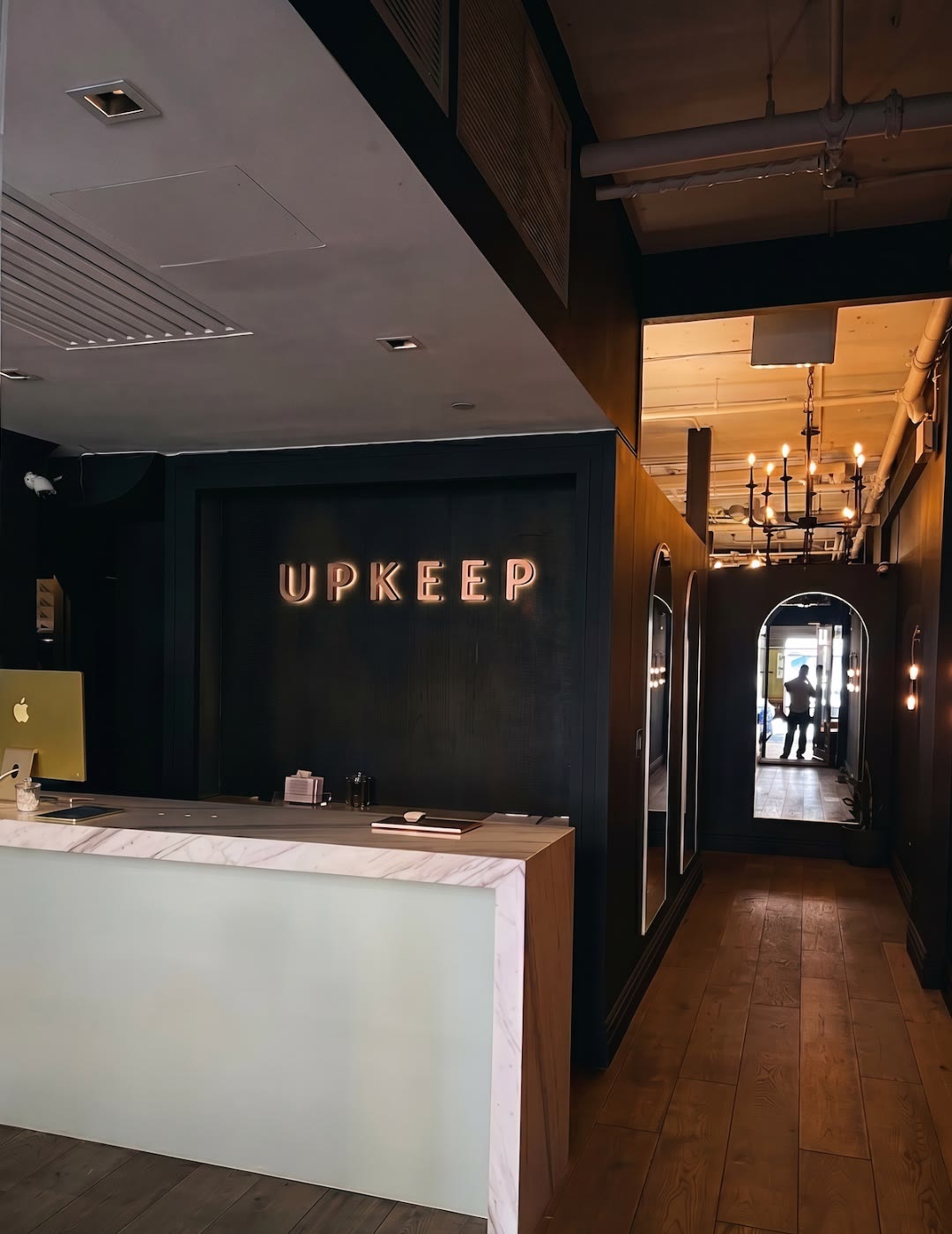 Reception desk inside UPKEEP Med Spa Chelsea